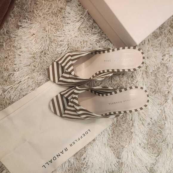 NIB Loeffler Randall Laurel Heeled Sandal in Striped Canvas Size 7.5 - Picture 5 of 11